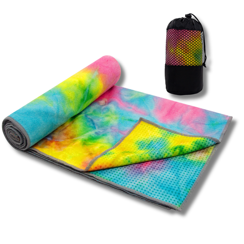  Drishti Brands Hot Yoga Mat Towel with Anti-Slip Grips, Sweat  Absorbent, Standard Mat Size 24x72, Blue & Pink Tie Dye, Exercise, Yoga,  Bikram & Pilates : Sports & Outdoors